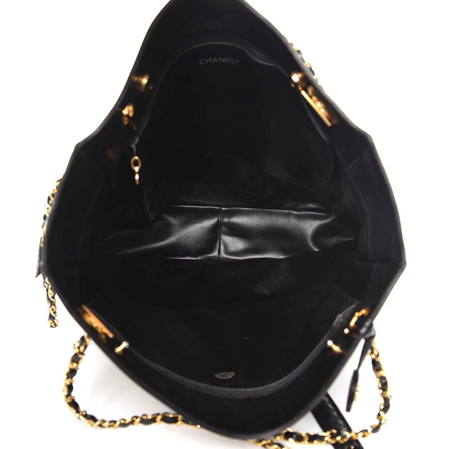 Lambskin Quilted Large Shoulder Bag Black
