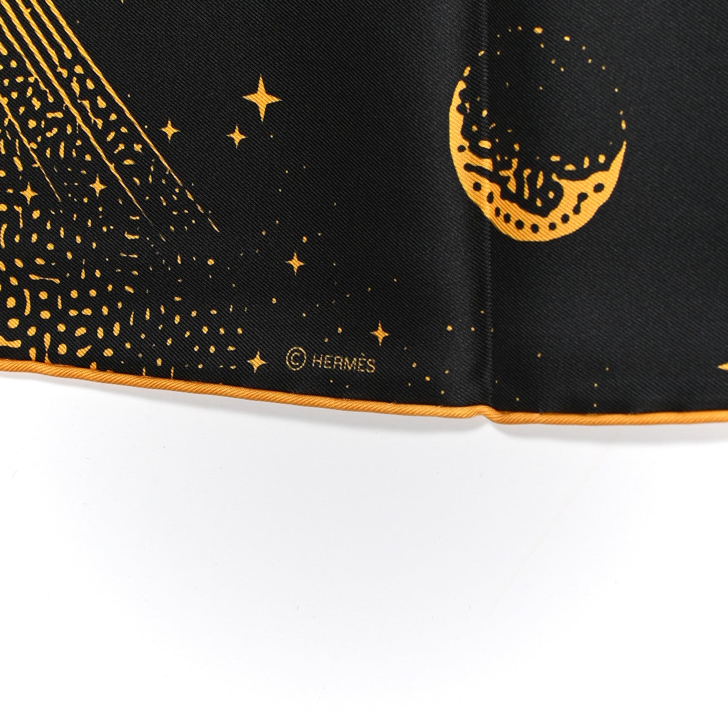 Hermes Silk Clair De Lune Double Face Scarf 90 Black Jaune D'Or Bleu 4 of 9