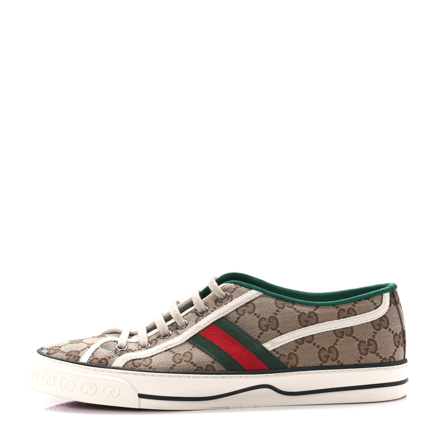 GG Monogram Web Mens 1977 Tennis Sneakers 9 Beige Ebony Mystic White