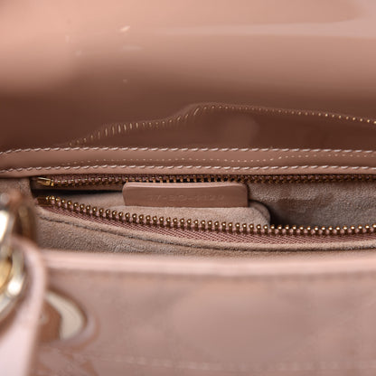 Christian Dior Patent Cannage Small Lady Dior Rose De Vents 9 of 11