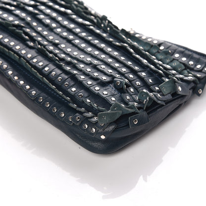 Jimmy Choo Lambskin Studded Fringe Zulu Clutch Turquoise 6 of 10