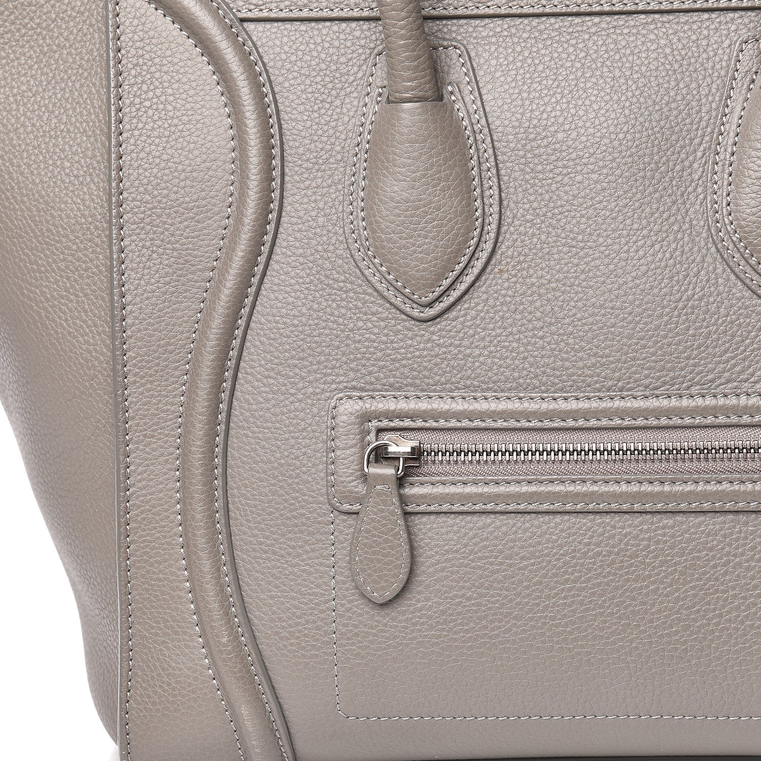 Celine Drummed Calfskin Mini Luggage Souris 10 of 16