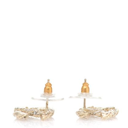 Chanel Crystal Twisted CC Earrings Gold 3 of 3