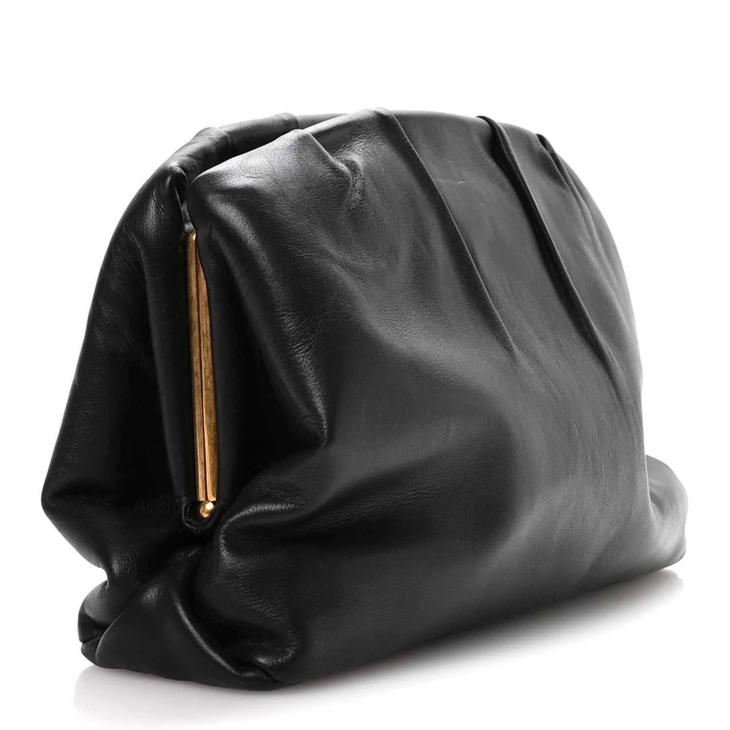 Celine Calfskin Pleated French Lock Clutch Black 3 of 7