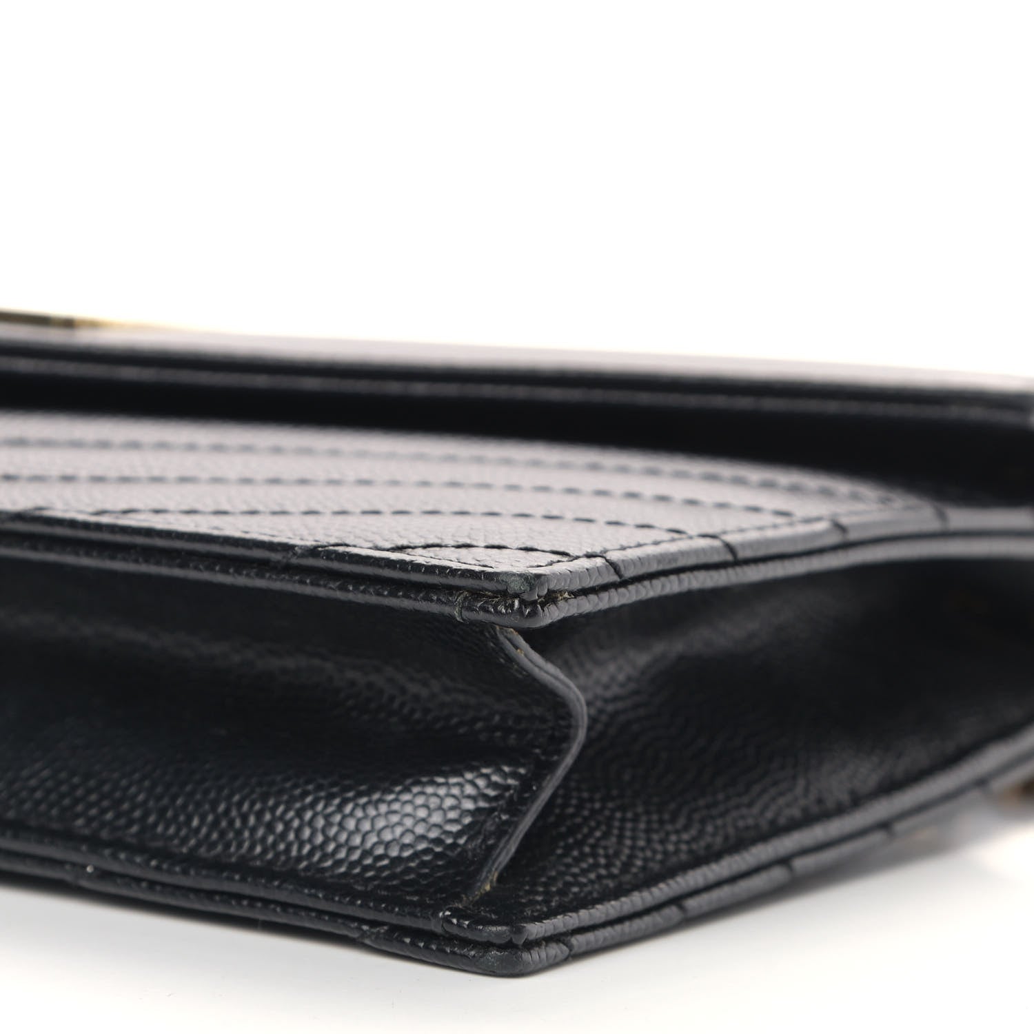 Saint Laurent Grain De Poudre Matelasse Chevron Monogram Envelope Chain Wallet Black 10 of 10