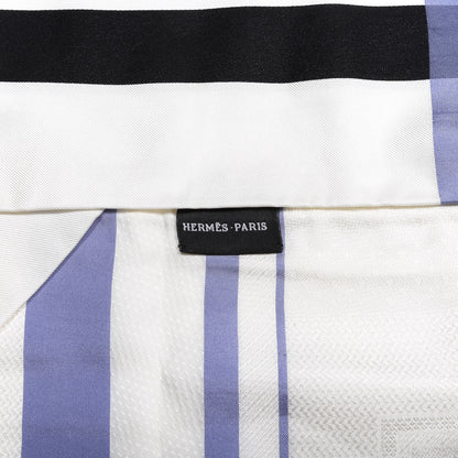 Hermes Silk Bi-Color Eperon d'Or Scarf Ivorie Black Lavande 3 of 4