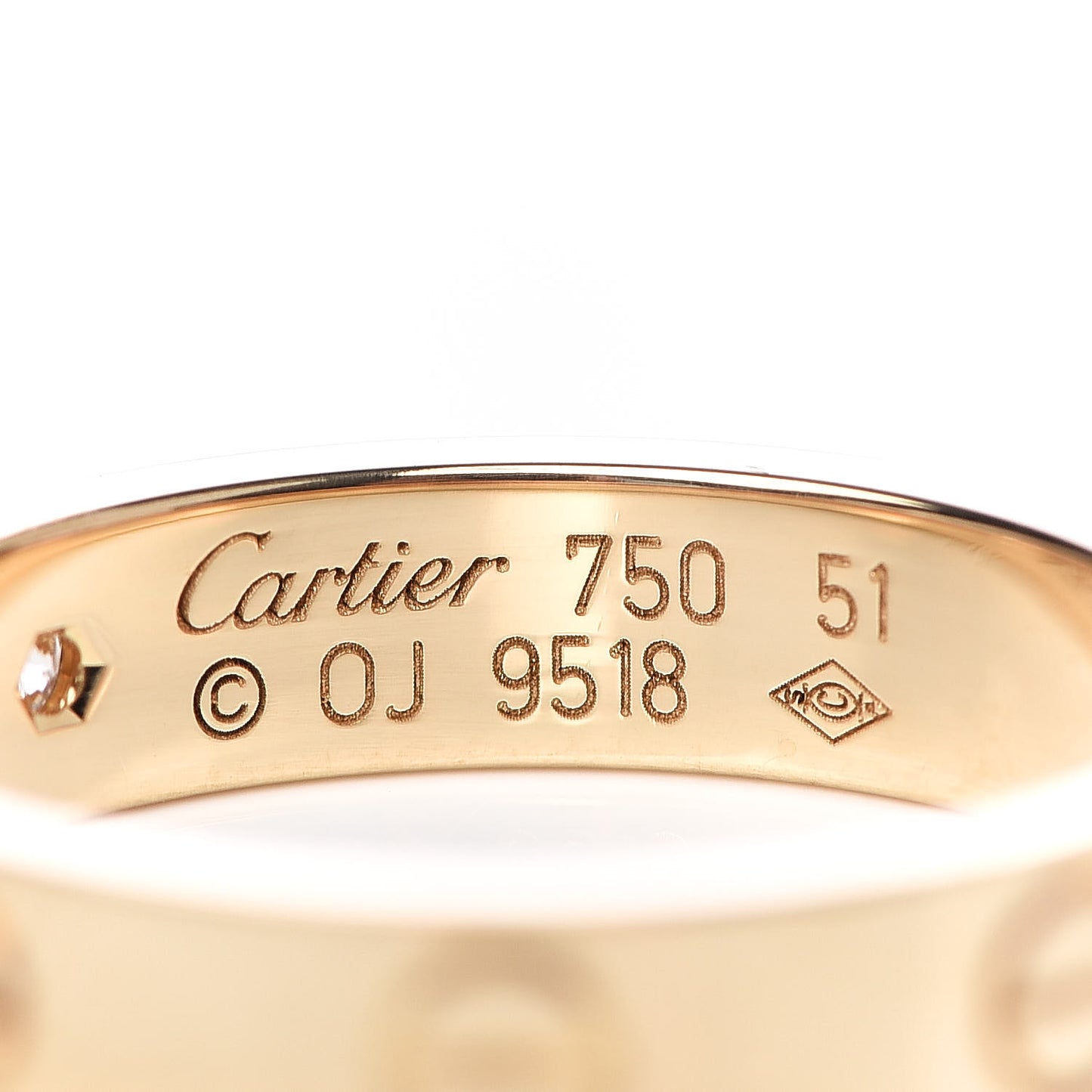 18K Yellow Gold Diamond 4mm LOVE Wedding Band Ring 51 5.75