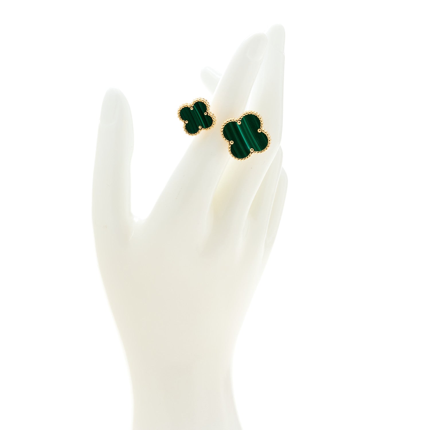 Van Cleef & Arpels 18K Yellow Gold Malachite Magic Alhambra Between the Finger Ring 50 5.25 2 of 8