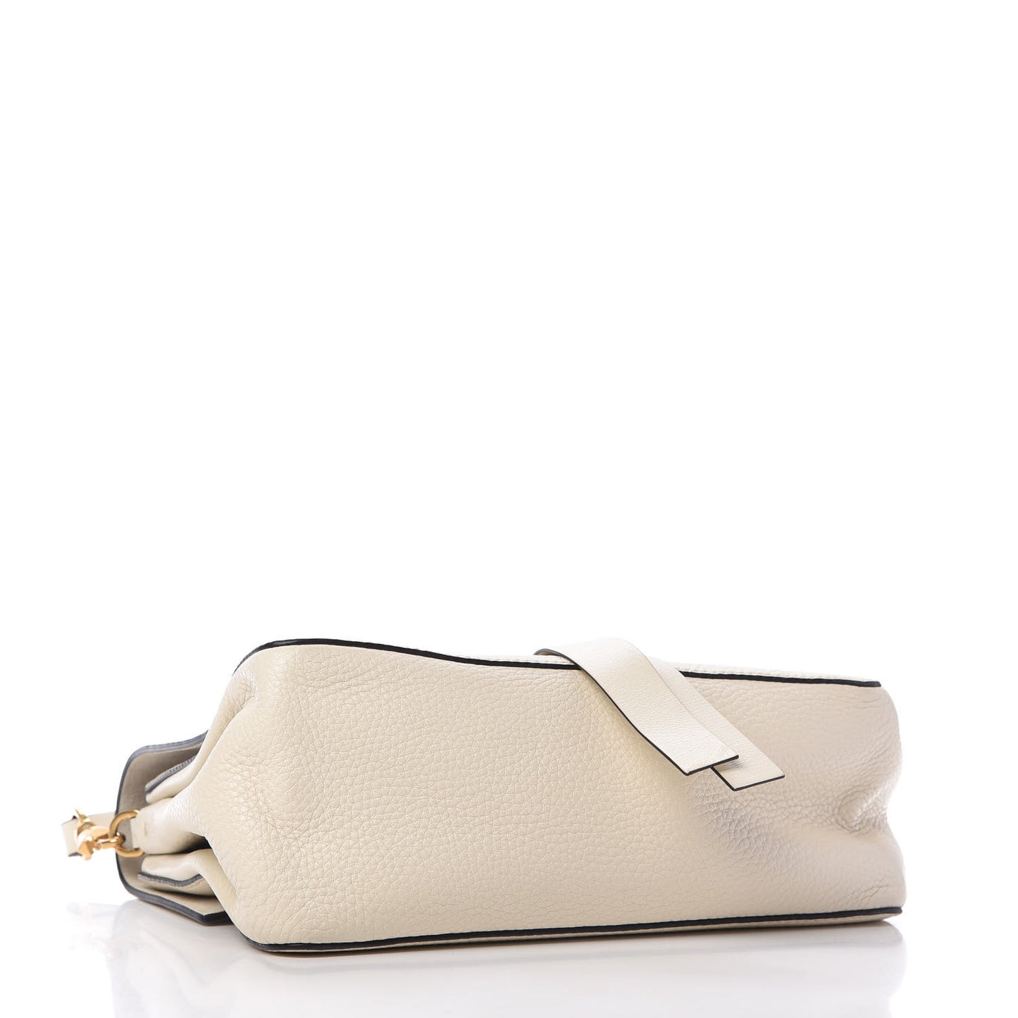 Pebbled Calfskin VRing Shoulder Bag Light Ivory