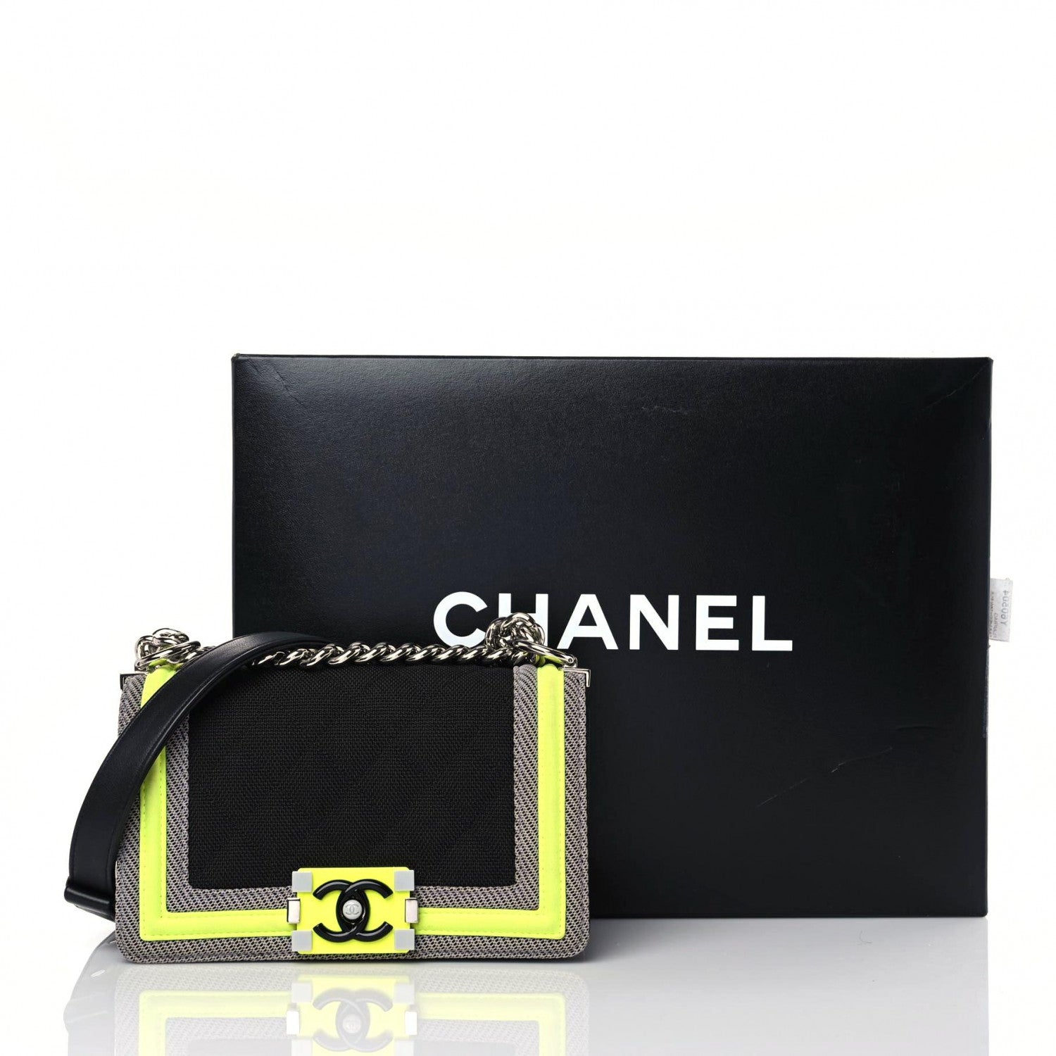 Chanel Canvas Quilted Small Fluo Boy Flap Black Grey Yellow 18 of 18