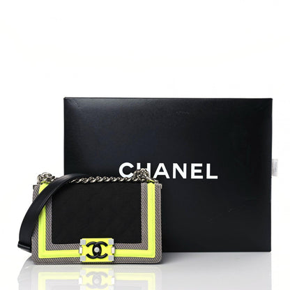 Chanel Canvas Quilted Small Fluo Boy Flap Black Grey Yellow 18 of 18