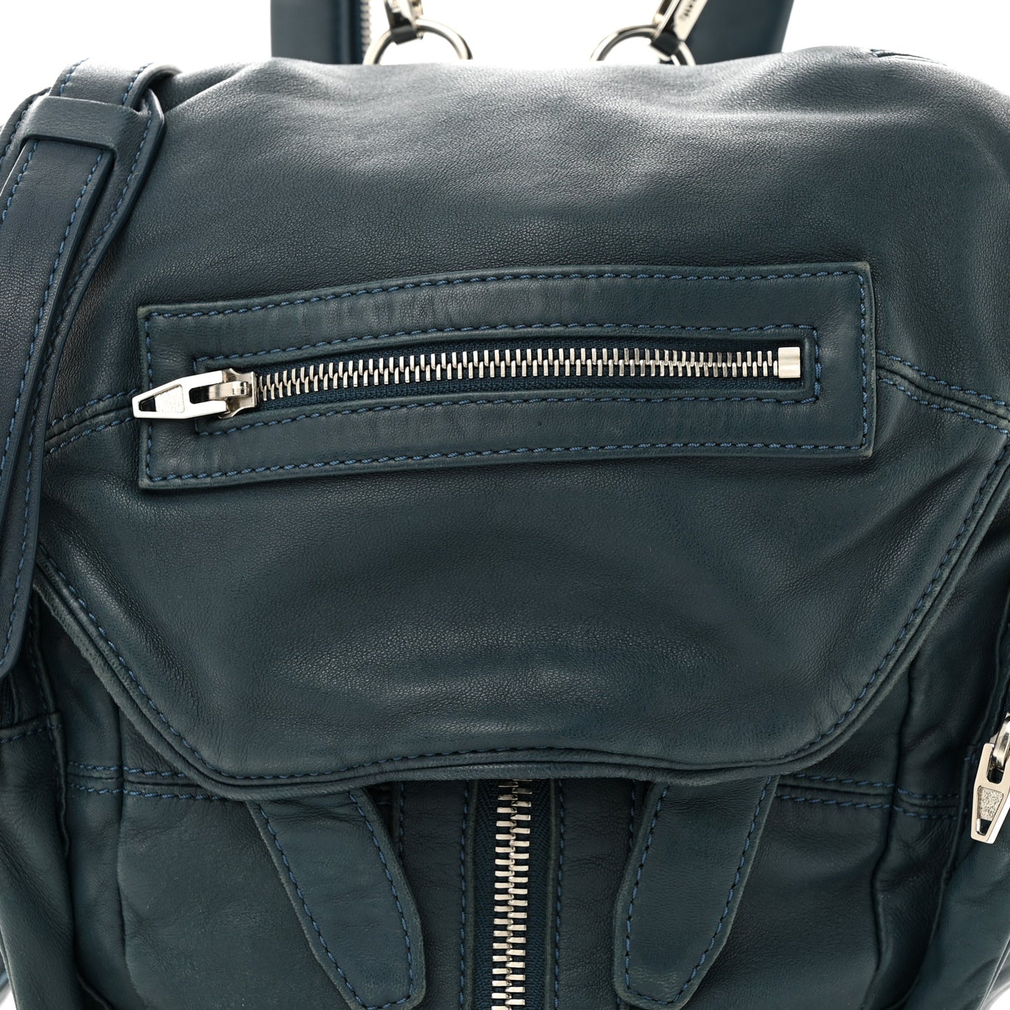 Lambskin Mini Marti Backpack Petrol Rhodium Hardware