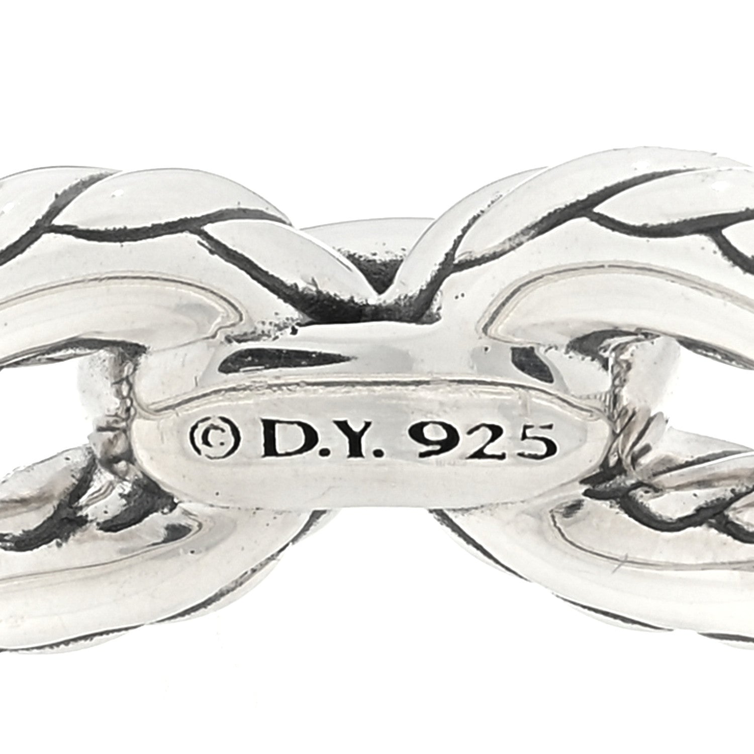David Yurman Sterling Silver Diamond Cable Loop Band Ring 56 7.5 4 of 4