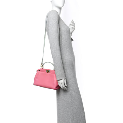Fendi Nappa Colorblock Mini Peekaboo Iconic Satchel Rosa Fluo Oxigen Slate 2 of 12