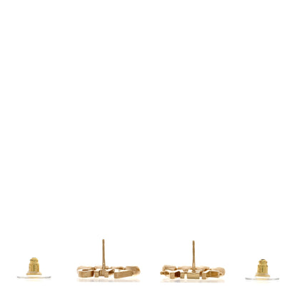 Chanel Crystal Heart Cha-Nel Logo Earrings Gold 3 of 6