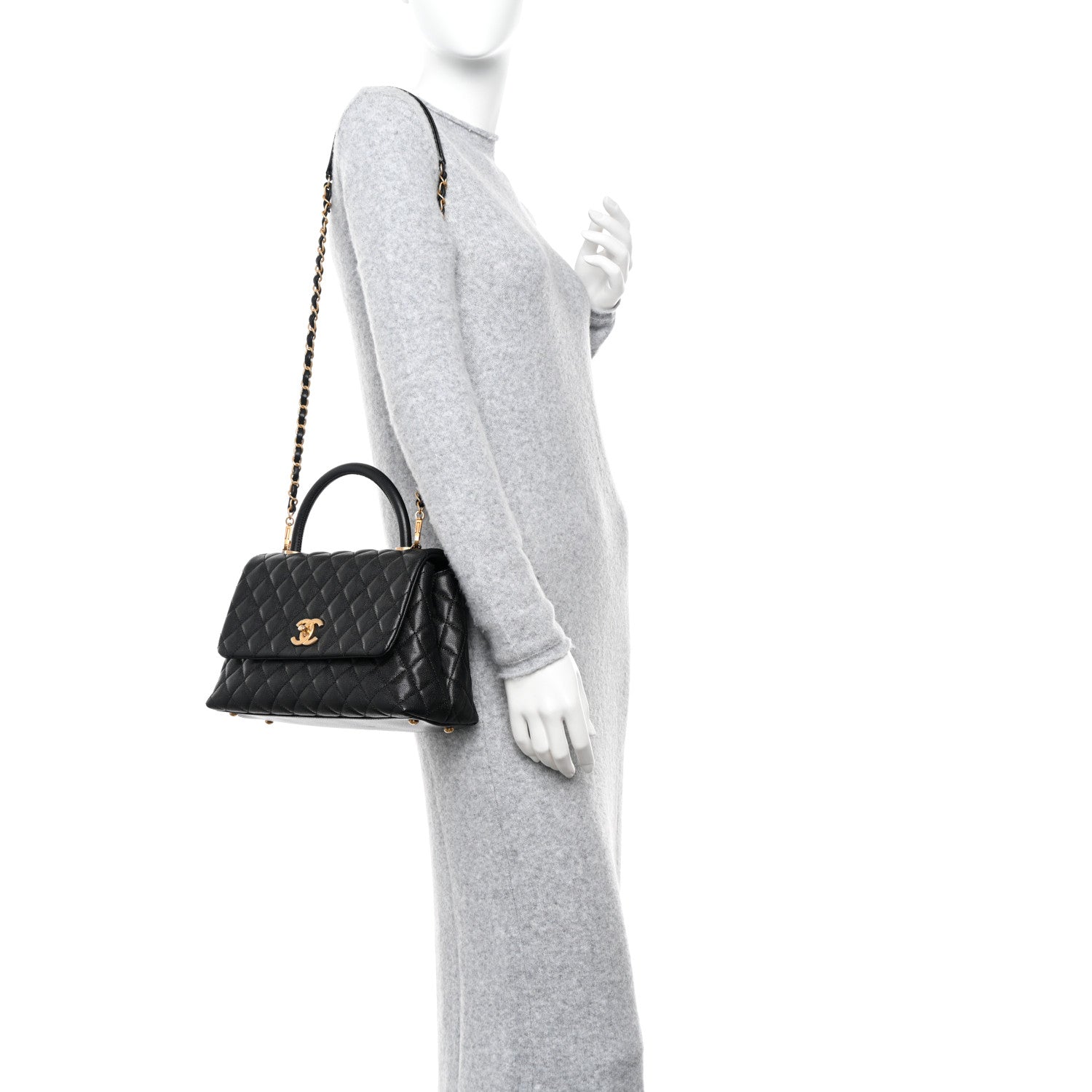 Chanel Caviar Quilted Small Coco Handle Flap Black 2 of 12