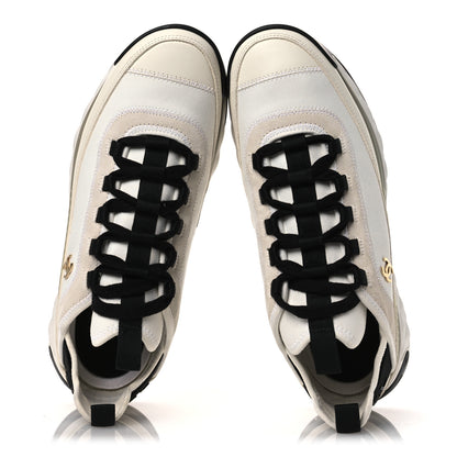 Chanel Velvet Calfskin Mixed Fibers CC Sneakers 40.5 Ivory Black 2 of 11