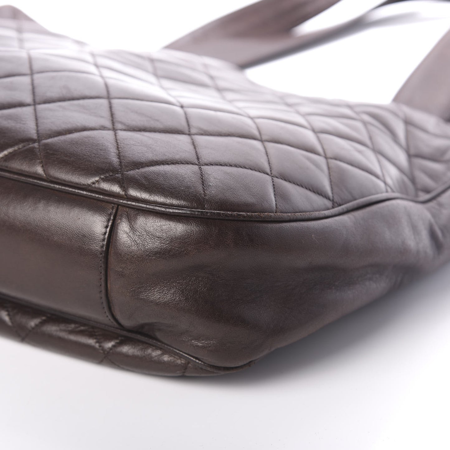 Lambskin Quilted Tote Brown