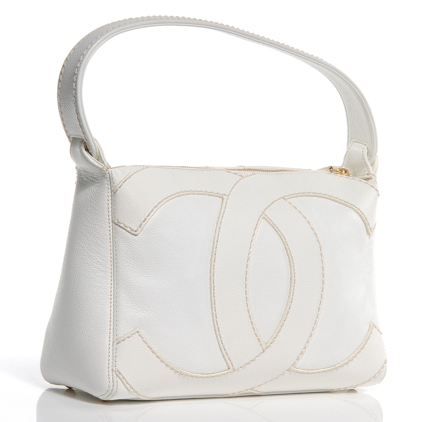Caviar CC Stitched Hobo White