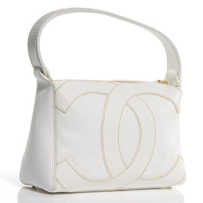 Chanel Caviar CC Stitched Hobo White 3 of 7