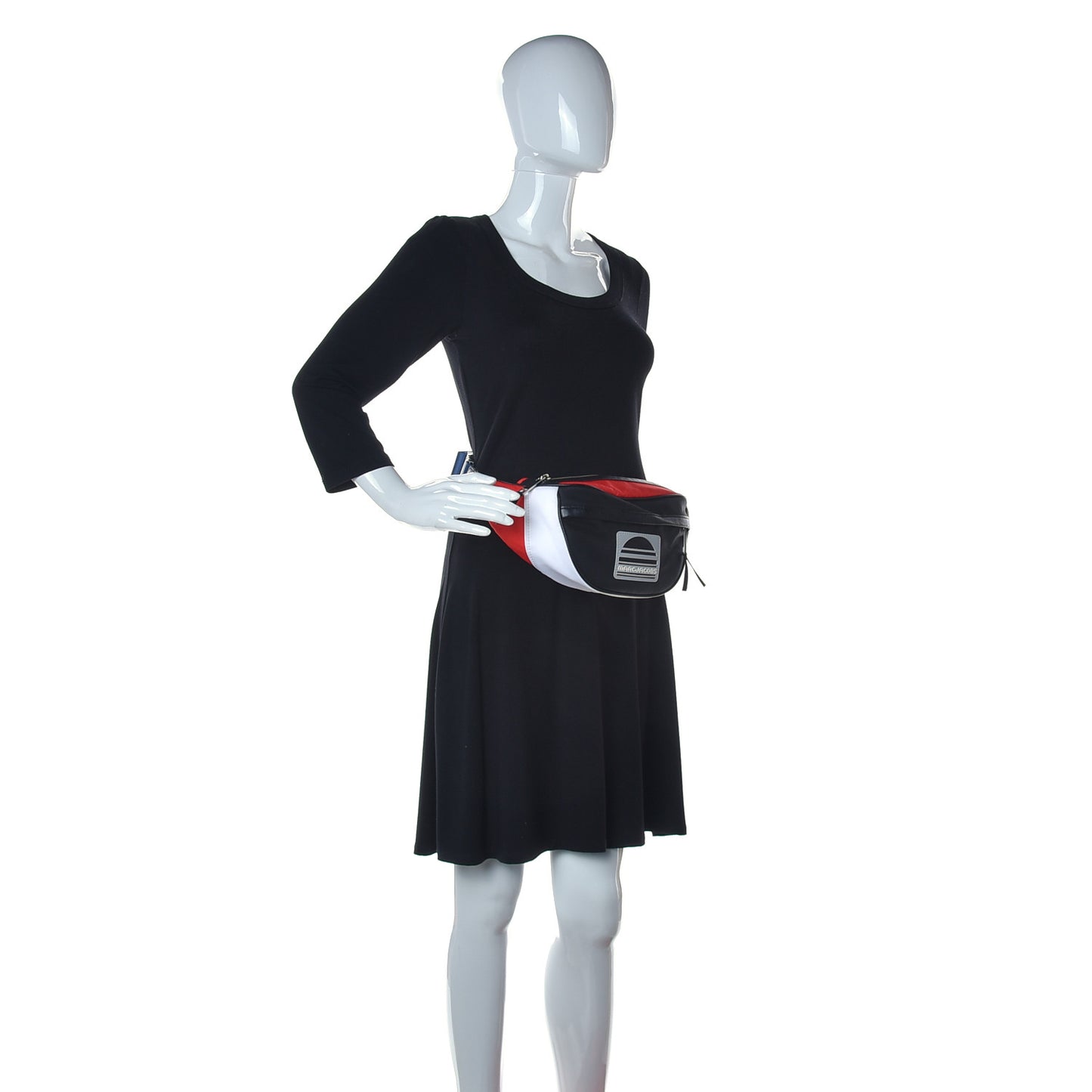 Nylon Sport Belt Bag Black White Red