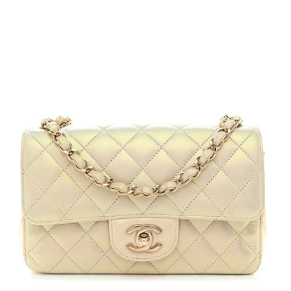 Chanel Iridescent Lambskin Quilted Mini Rectangular Flap Ivory 1 of 10