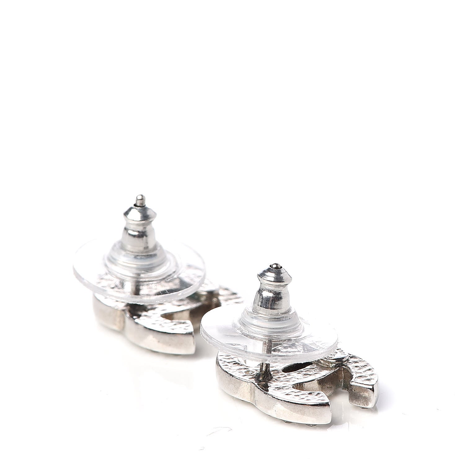 Chanel Crystal Timeless CC Earrings Silver 3 of 5