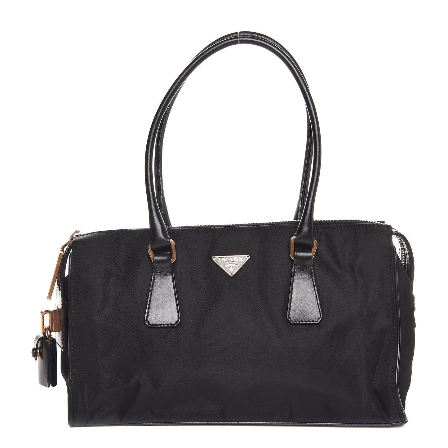 Tessuto Nylon Soft Calfskin Shoulder Bag Black