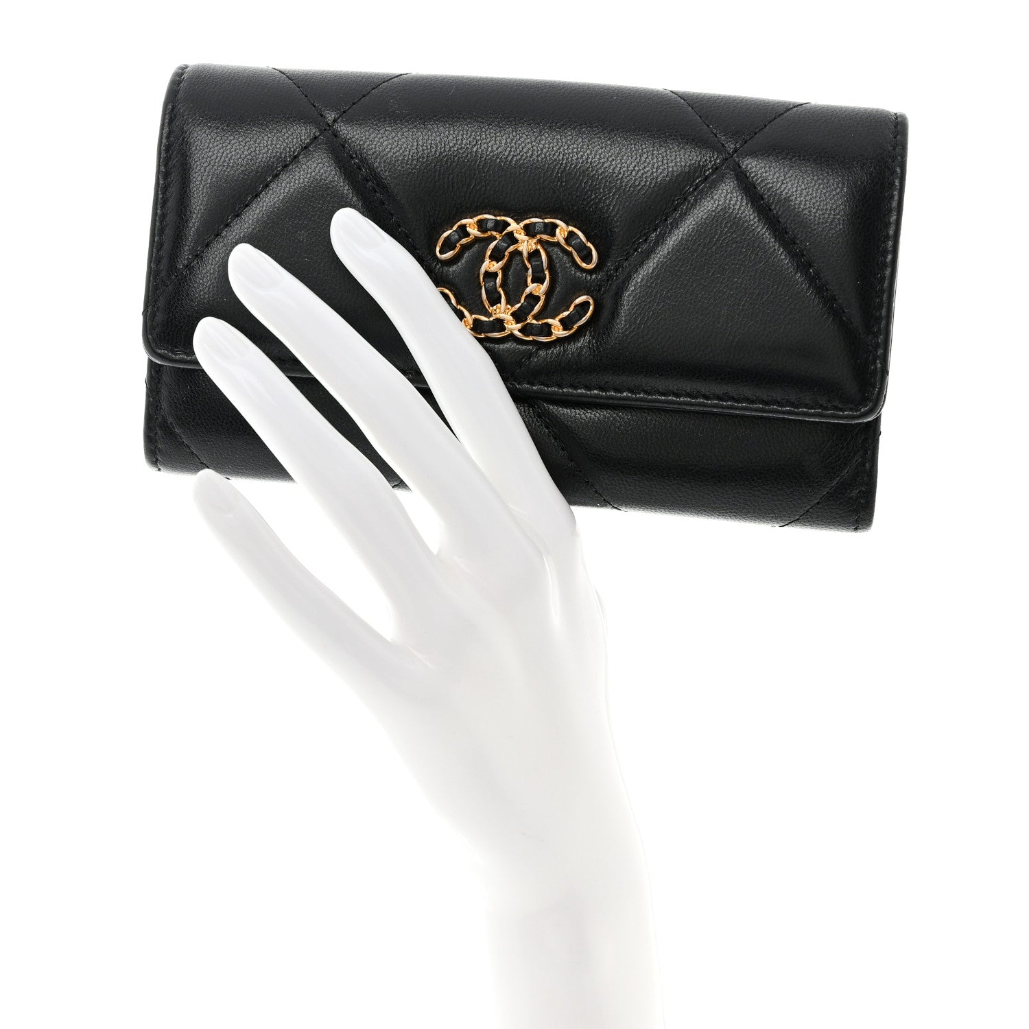 Chanel Lambskin Quilted Chanel 19 Flap Wallet Black 2 of 10