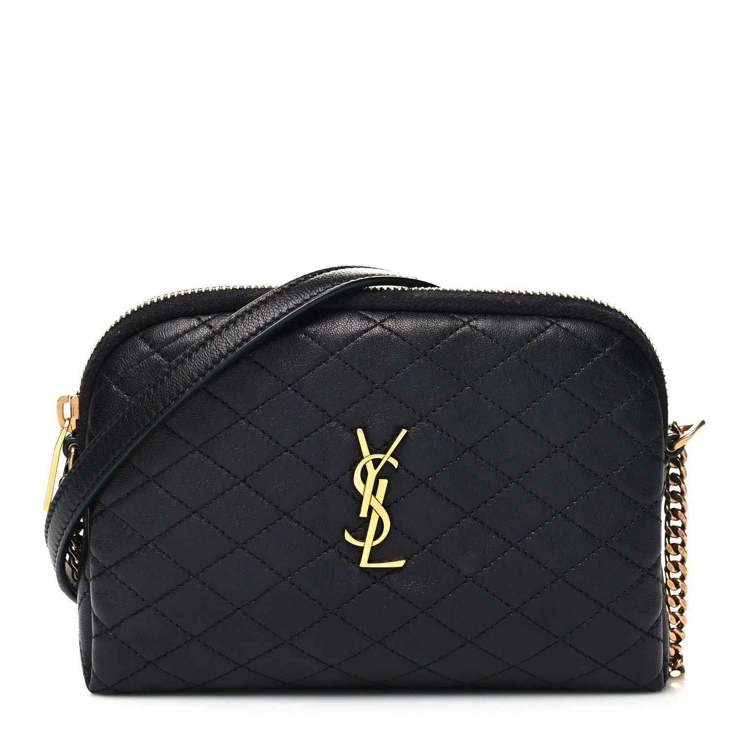 Saint Laurent Lambskin Quilted Gaby Zipped Pouch Black 1 of 9