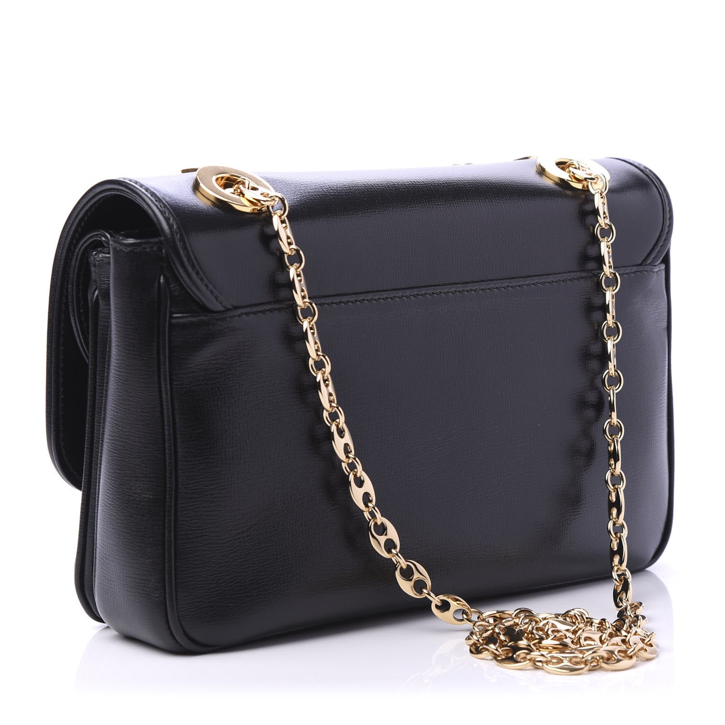Azalea Calfskin Small Marina Chain Shoulder Bag Black