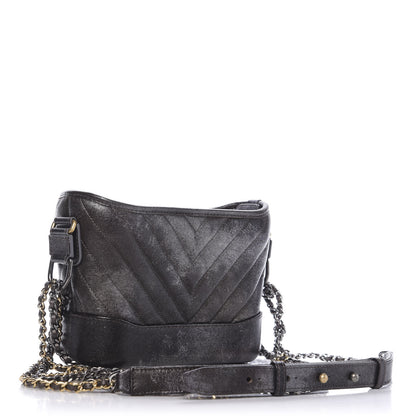 Chanel Metallic Caviar Chevron Quilted Small Gabrielle Hobo Brown Gold 3 of 11