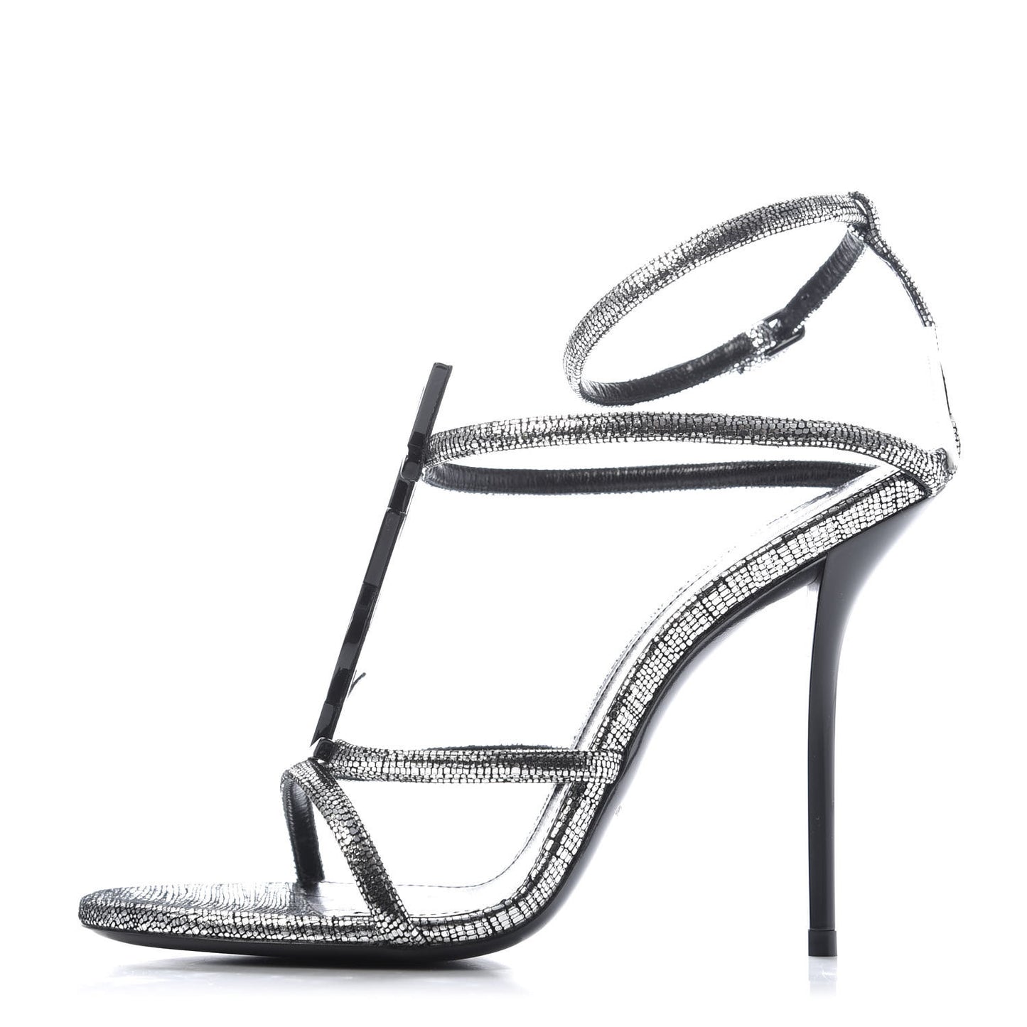 Calfskin Cassandra 110 Ankle Strap Sandals 37 Argento