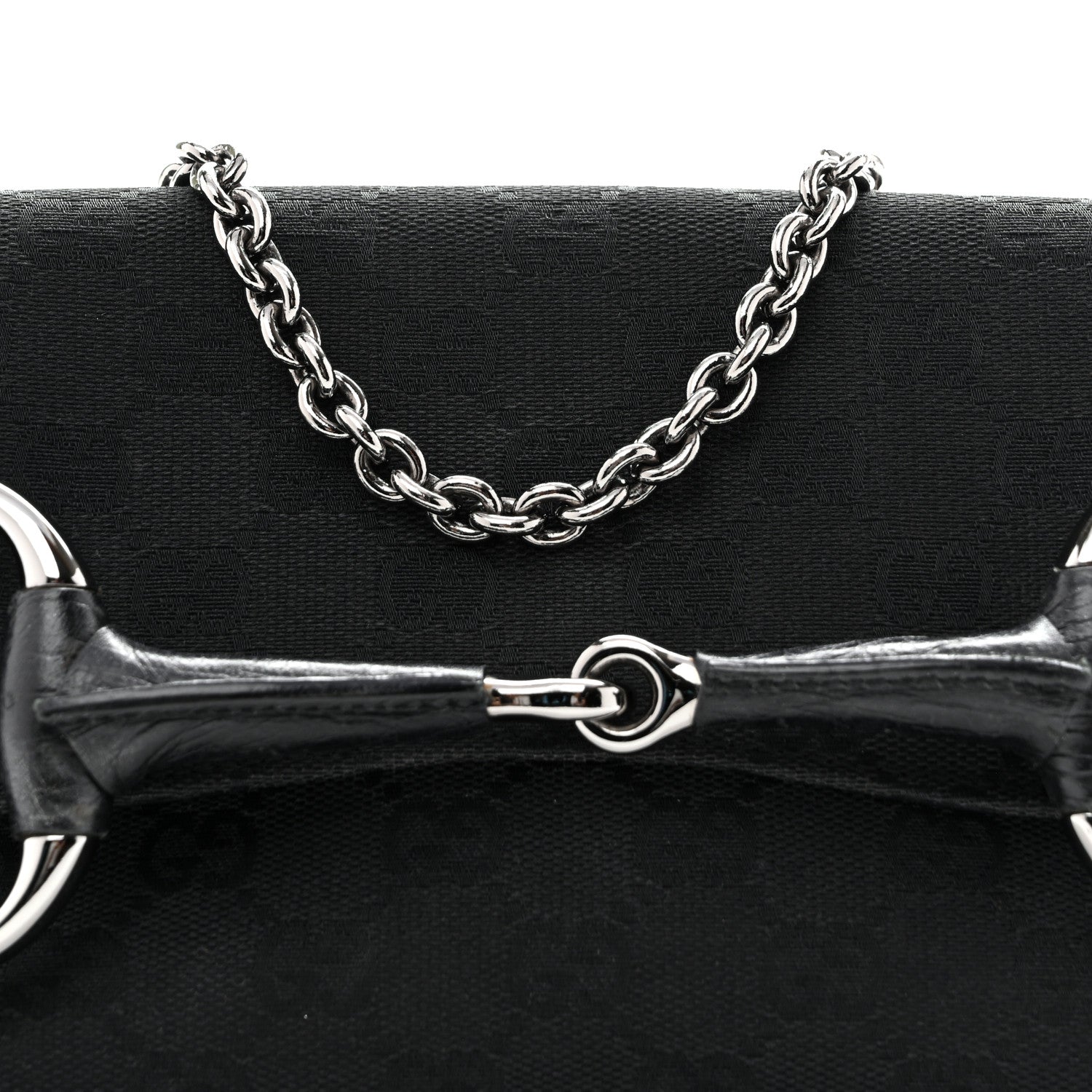 Gucci Monogram Horsebit Chain Clutch Black 8 of 12
