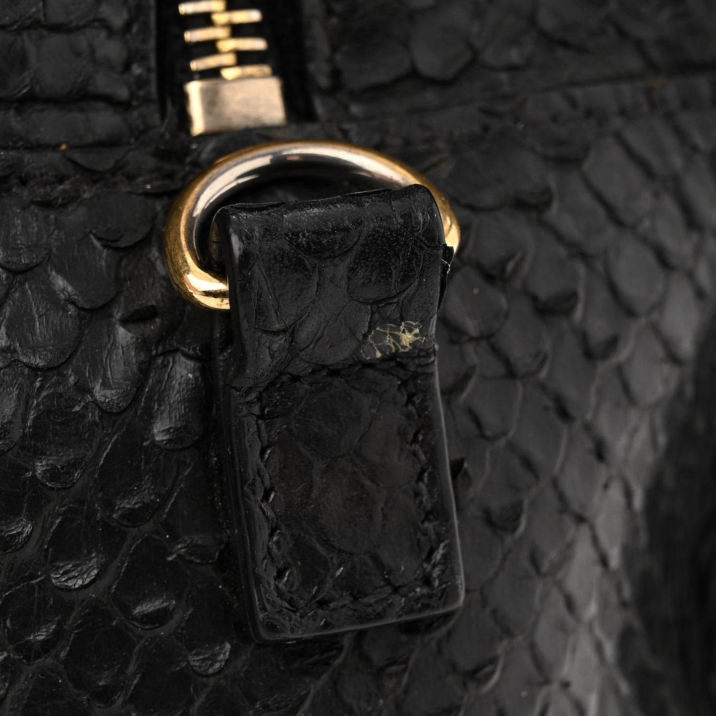 Python Calfskin Embossed Monogram Baby Cabas Black