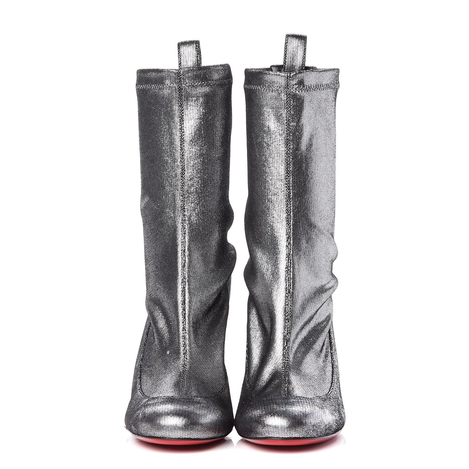 Christian Louboutin Veau Velours Stretch Gena 85 Booties 36 Silver 2 of 7