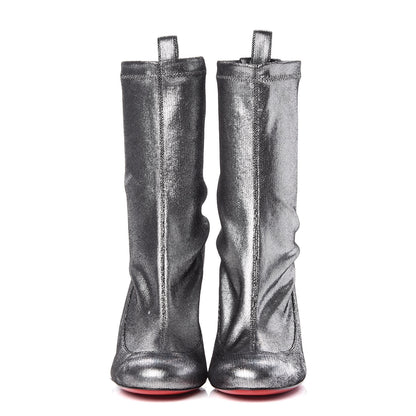 Christian Louboutin Veau Velours Stretch Gena 85 Booties 36 Silver 2 of 7