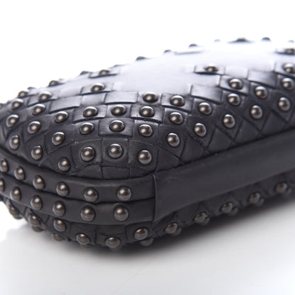 Bottega Veneta Waxy Nappa Intrecciato Knot Studded Clutch Gray 7 of 8