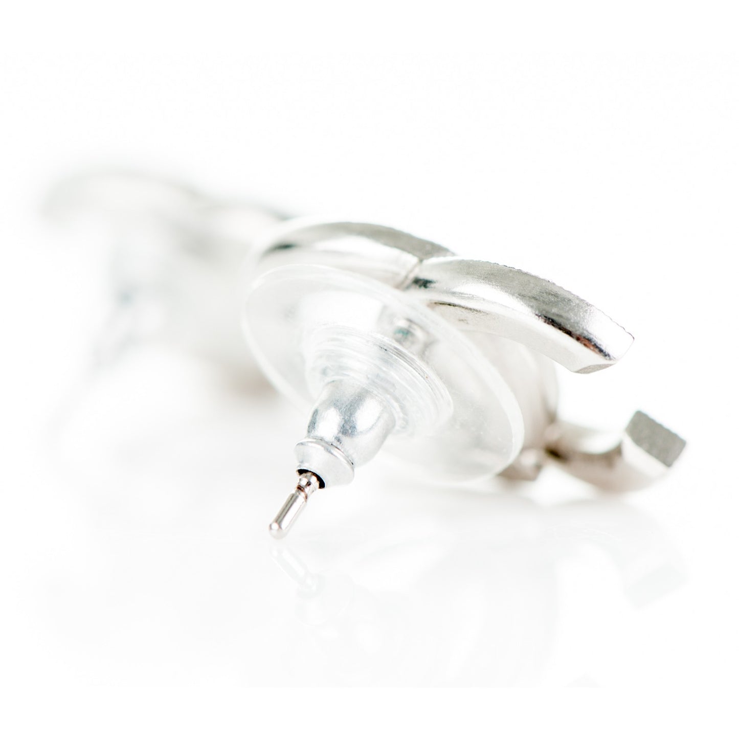 Baguette Crystal CC Earrings Silver Black
