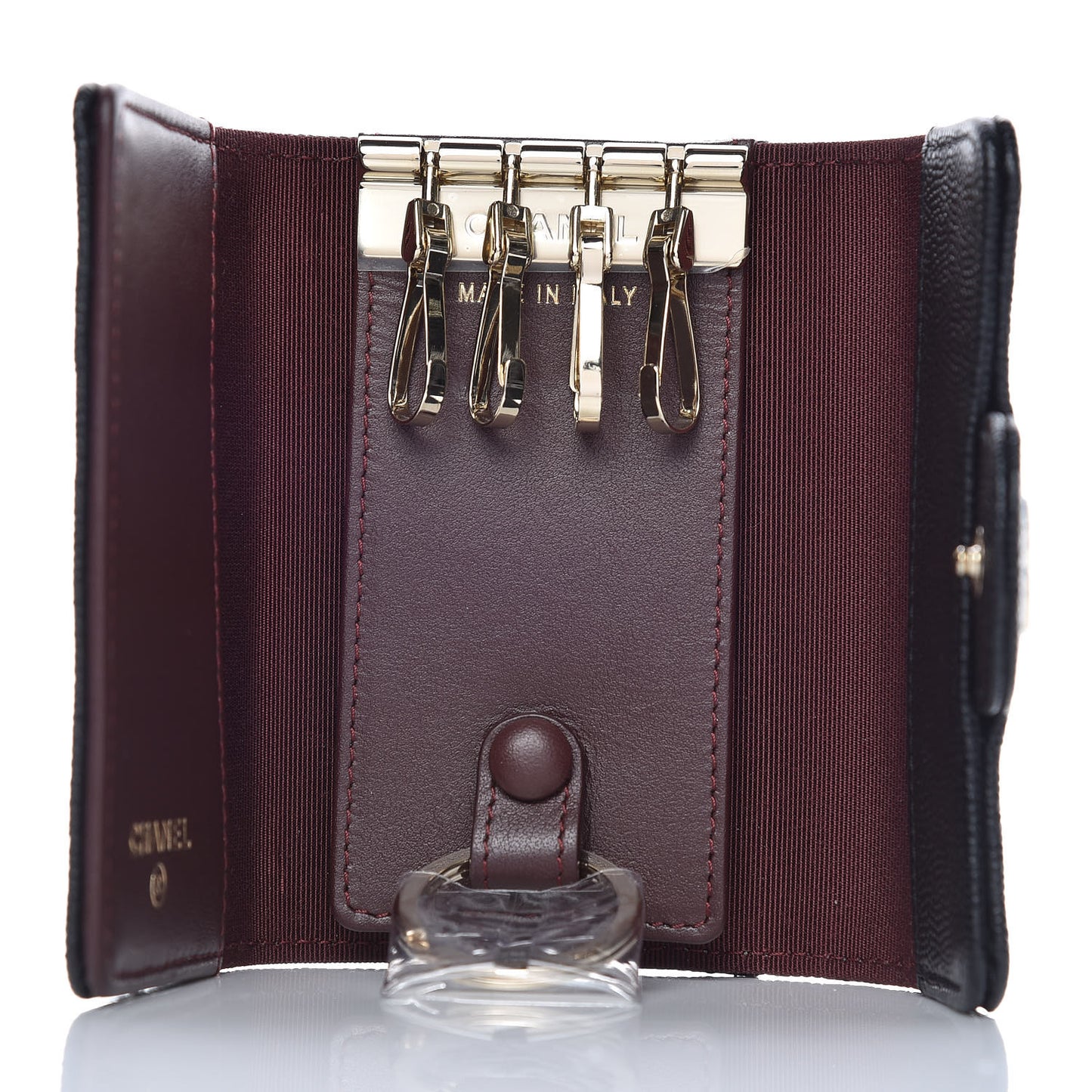 Caviar Quilted Classic 4 Key Holder Wallet Black