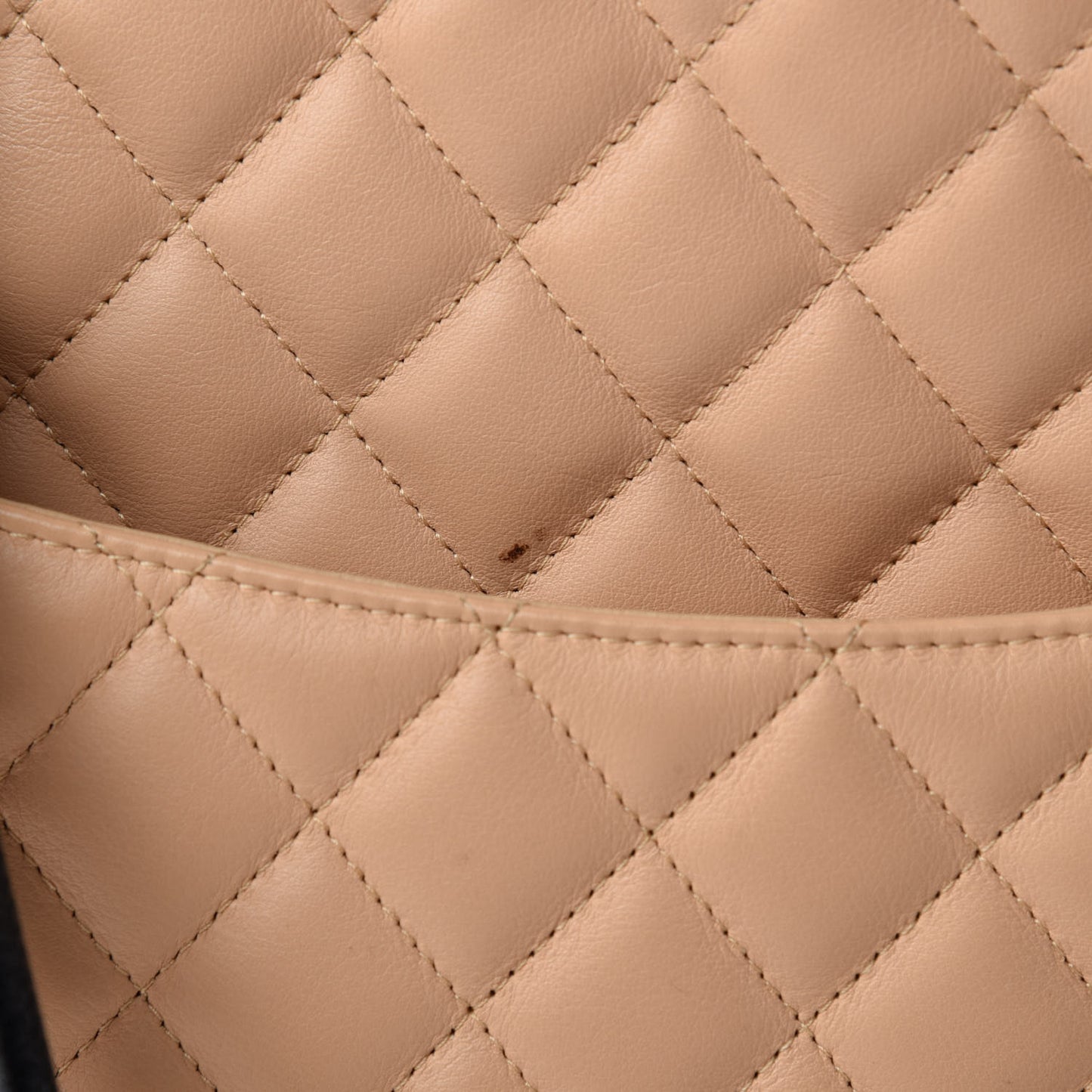 Calfskin Quilted Large Cambon Tote Beige Black