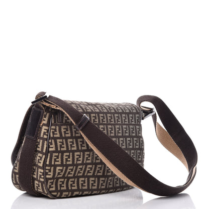Fendi Zucchino Vitello Flap Messenger Satchel Testa di Moro Beige 3 of 10