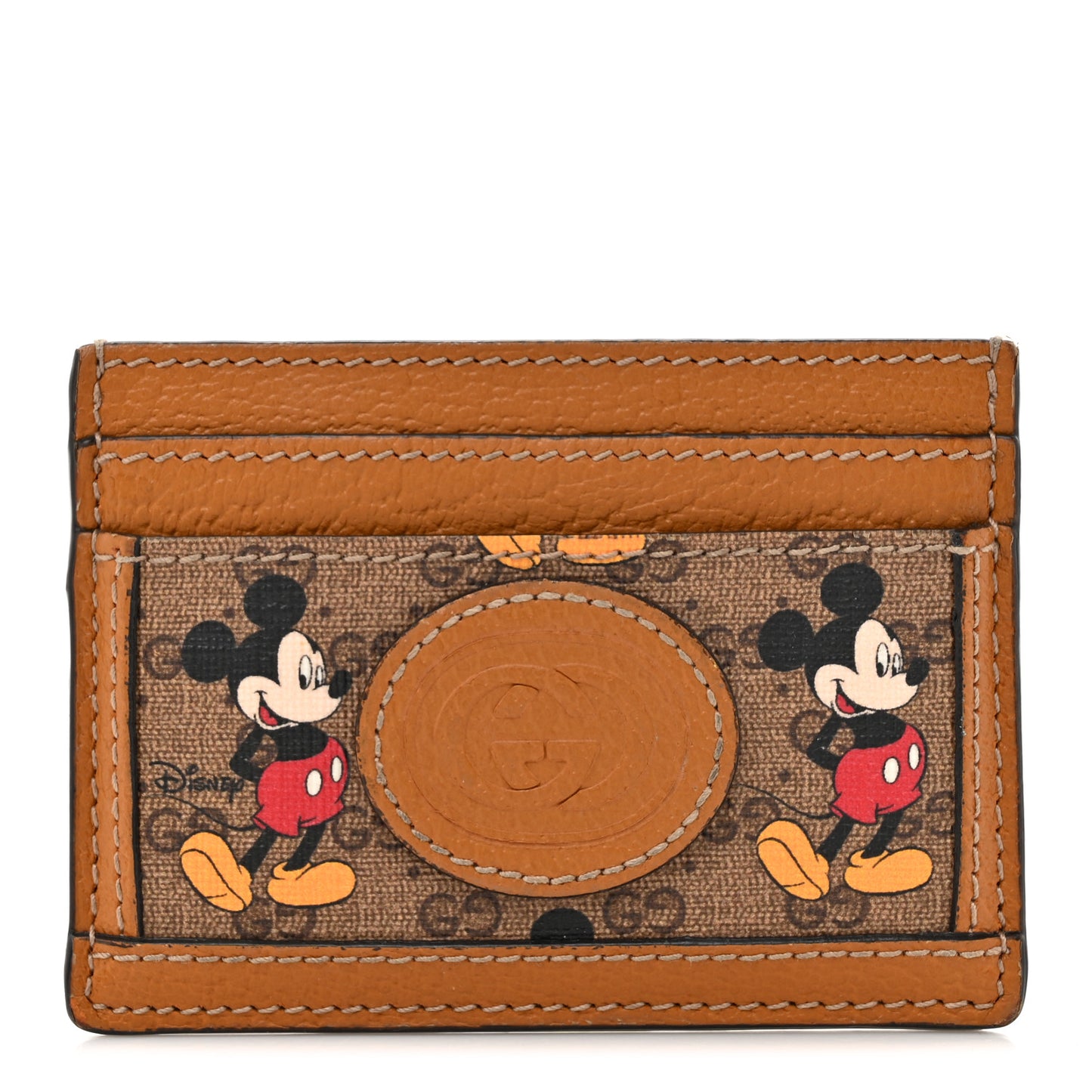 X DISNEY Mini Vintage GG Supreme Monogram Mickey Mouse Card Holder Beige Vintage Sun Oil