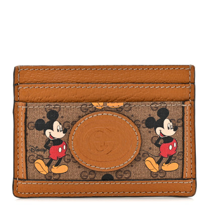 Gucci X DISNEY Mini Vintage GG Supreme Monogram Mickey Mouse Card Holder Beige Vintage Sun Oil 1 of 11