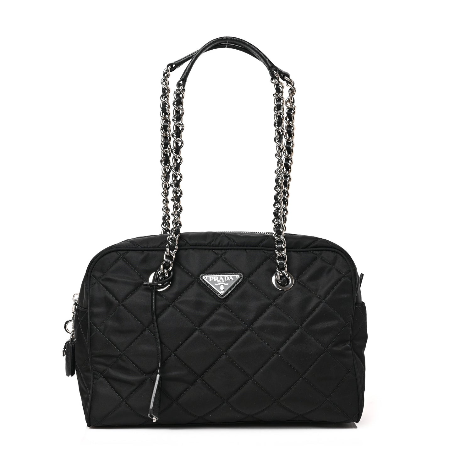 Nylon Tessuto Impuntu Quilted Shoulder Bag Black