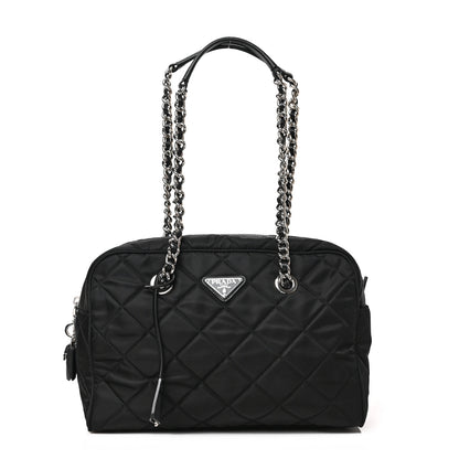 Prada Nylon Tessuto Impuntu Quilted Shoulder Bag Black 1 of 8