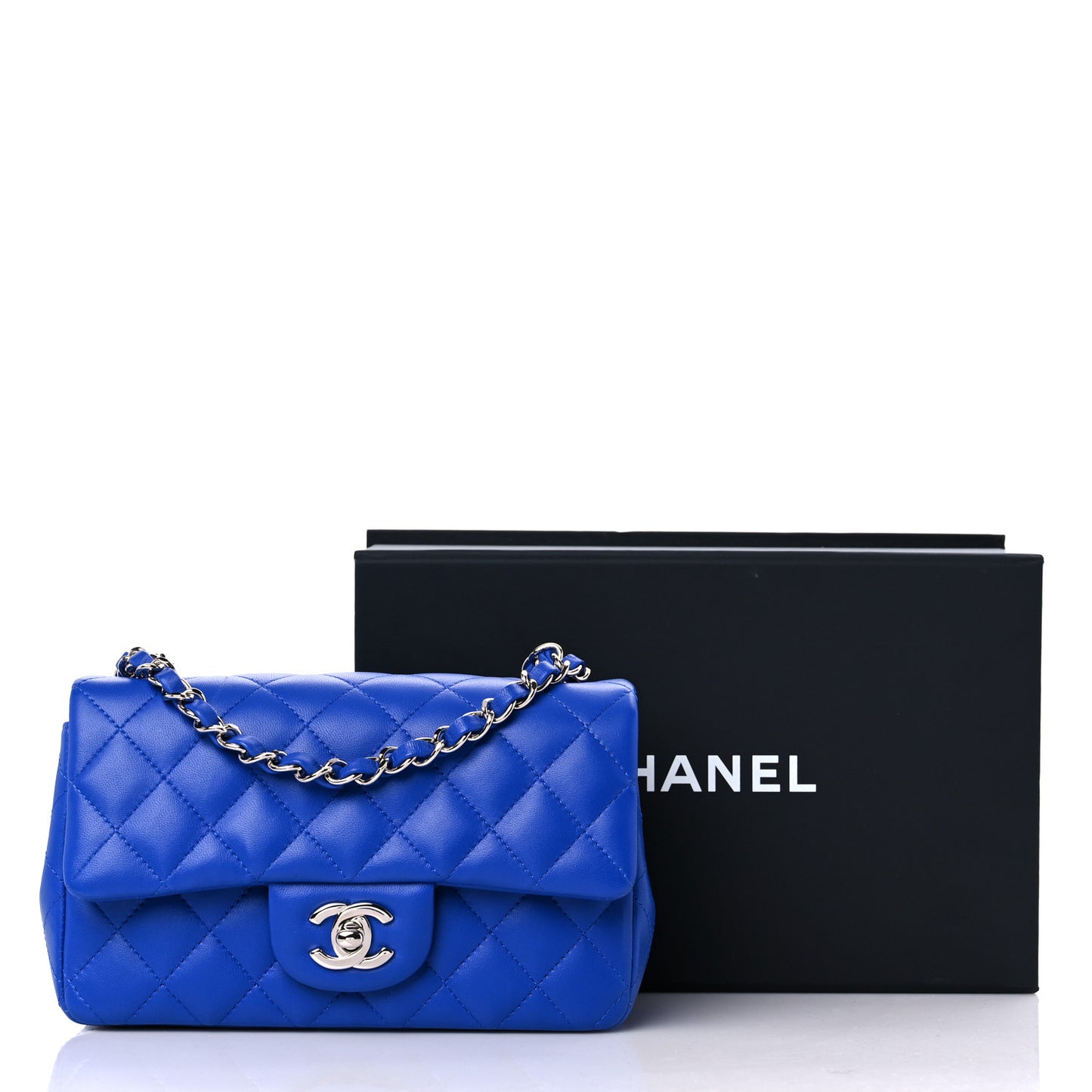 Lambskin Quilted Mini Rectangular Flap Royal Blue