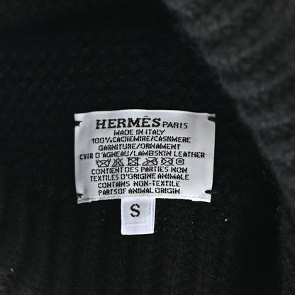 Hermes Cashmere Knit Boston Beanie Hat S Black 5 of 5