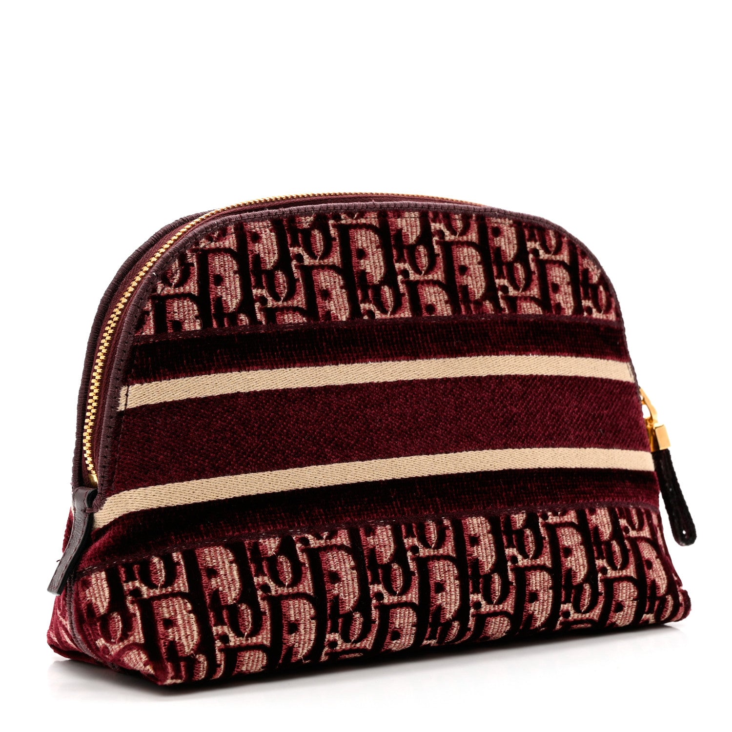 Christian Dior Velvet Oblique Cosmetic Pouch Burgundy 2 of 6
