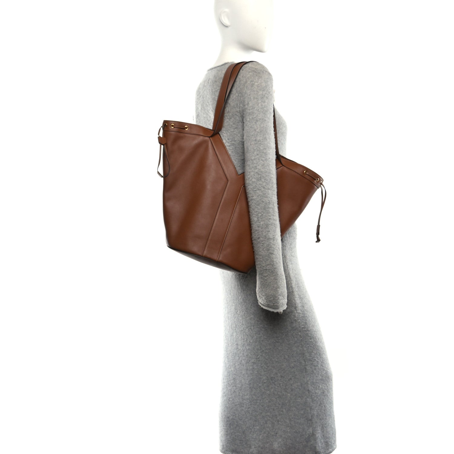 Saint Laurent Santorini Lux Calfskin Y Drawstring Tote Brick 2 of 10